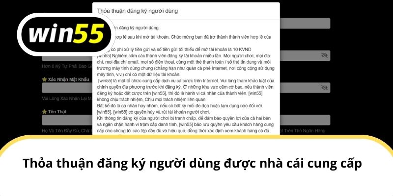 Thỏa thuận đăng ký người dùng được nhà cái cung cấp